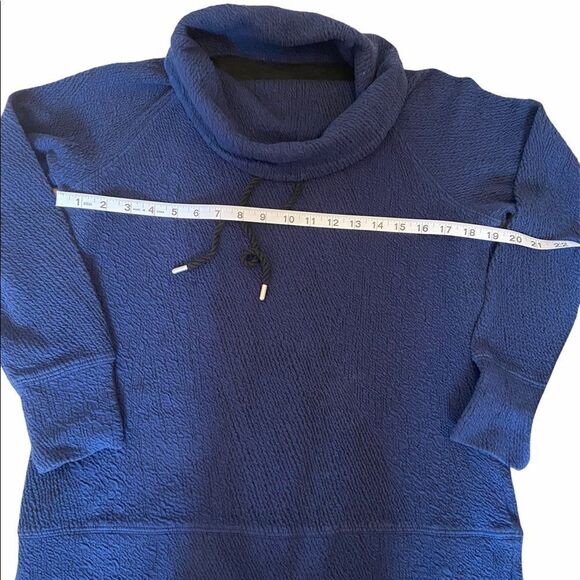 Blue Cowl Neck Waffle Pullover Sweat Shirt M - Picture 6 of 6